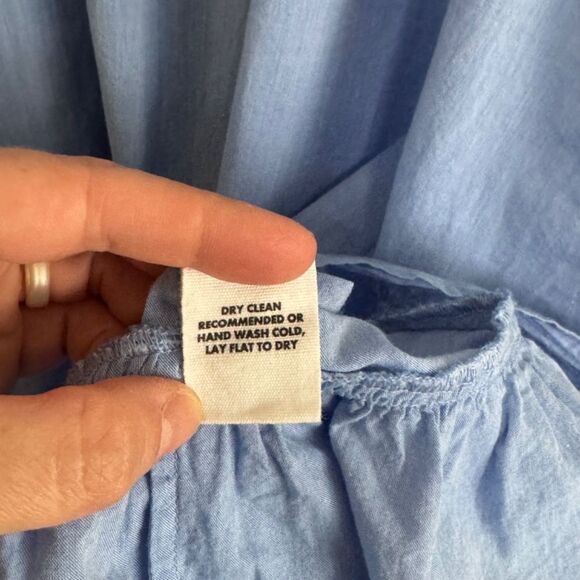 Apiece Apart 100% Cotton Ruffled Hem Midi Dress - Light Blue | Size XS/S - Picture 7 of 9